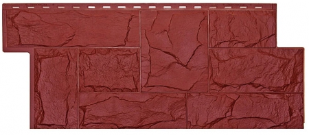 Фасадная панель Т-Сайдинг Одноцветная покраска Гранит Леон Красный