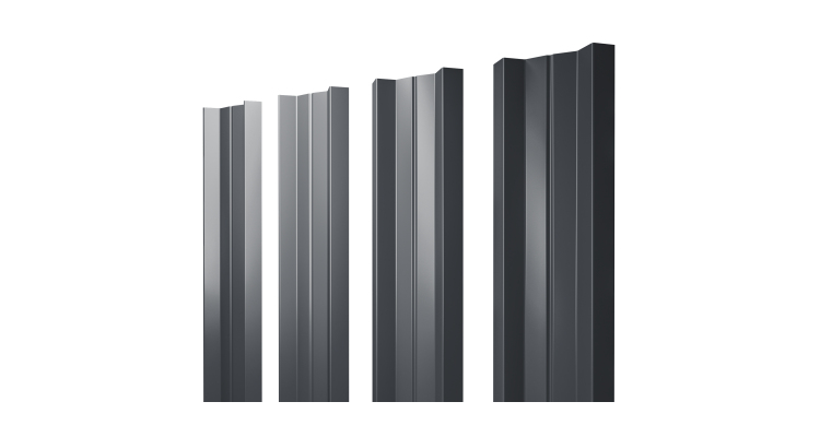 Штакетник М-образный А с прямым резом 0.5 Rooftop Бархат RAL 7024 мокрый асфальт