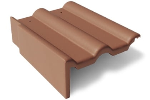 Боковая цементно-песчаная черепица Braas Франкфуртская левая, коричневый