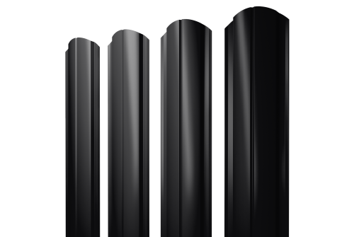 Штакетник Полукруглый Slim фигурный 0.45 PE RAL 9005 черный