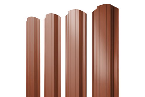 Штакетник Прямоугольный фигурный 0.5 Satin RAL 8004 терракота