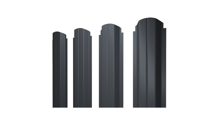 Штакетник П-образный А фигурный 0,45 Drap TX RAL 7024 мокрый асфальт