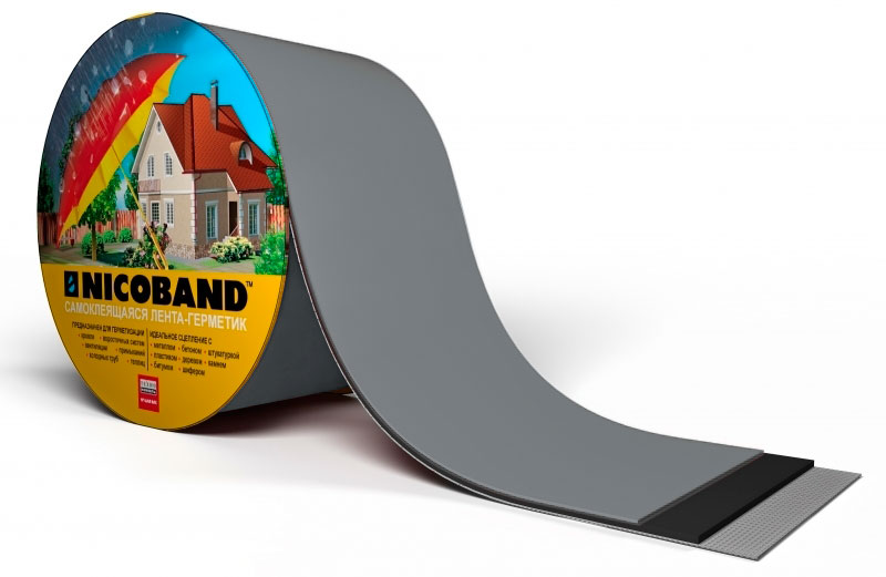 Лента герметизирующая Технониколь Nicoband самоклеящаяся 10мх30см, темно-серая